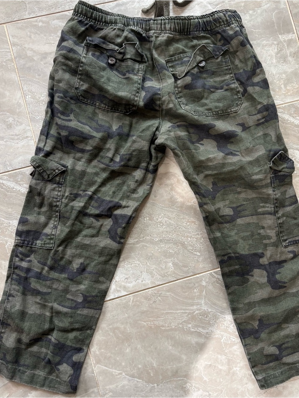 Sanctuary x Anthropologie Cropped Green Camo Linen Cargo Pants Women’s XS - Picture 4 of 8